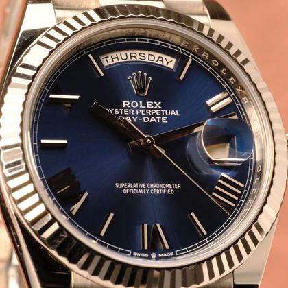 Rolex Day-Date 40 228239 White Gold Blue Roman Dial