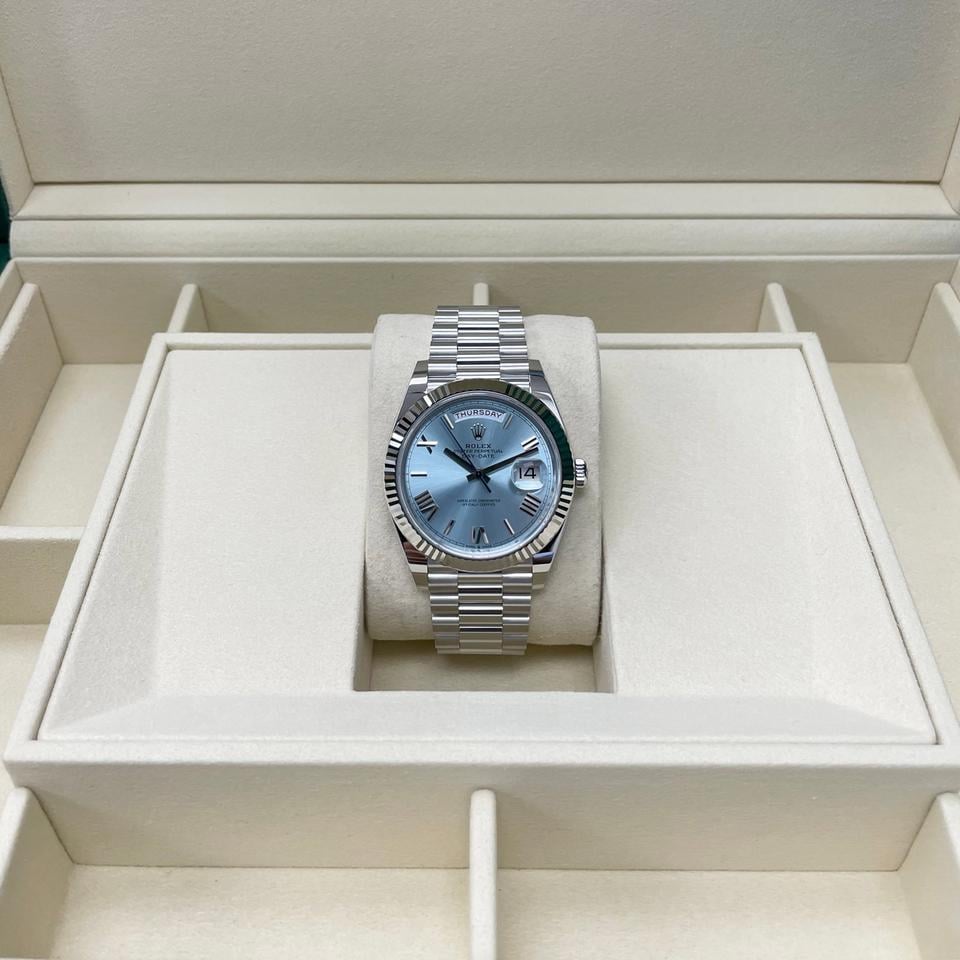 Rolex Day-Date 40 228236 Platinum Ice Blue Roman Dial