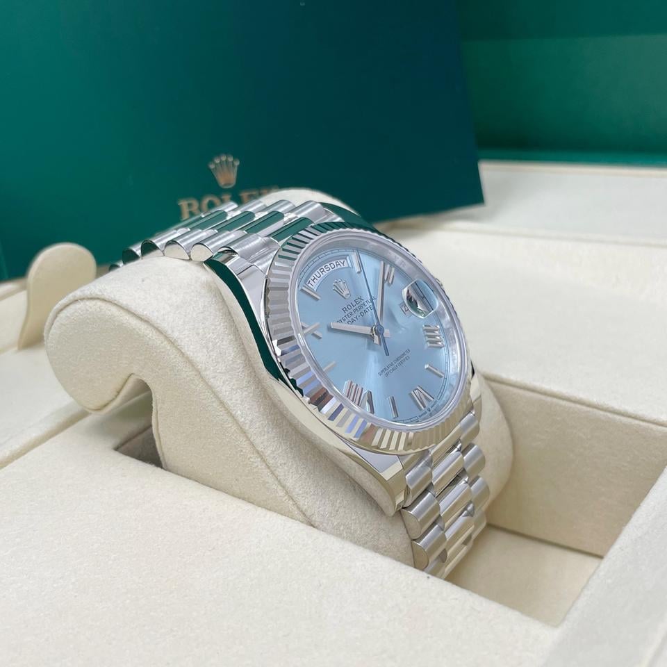 Rolex Day-Date 40 228236 Platinum Ice Blue Roman Dial