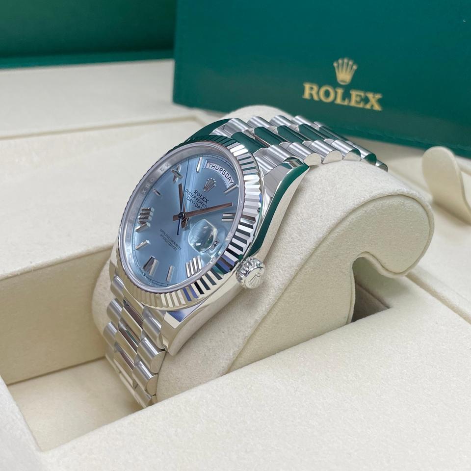 Rolex Day-Date 40 228236 Platinum Ice Blue Roman Dial