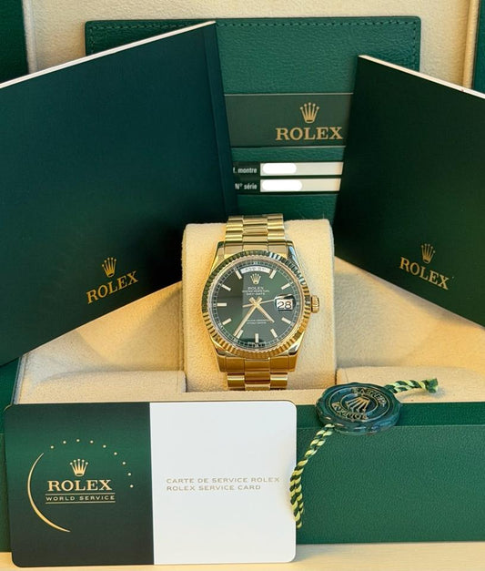 Rolex Day-Date 36 118238 Hebrew Day Wheel Green Dial