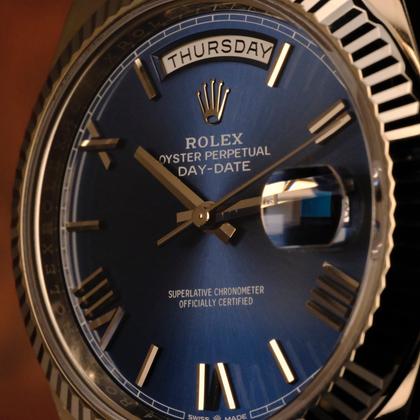 Rolex Day-Date 40 228239 White Gold Blue Roman Dial