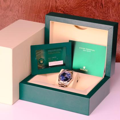 Rolex Day-Date 40 228239 White Gold Blue Roman Dial