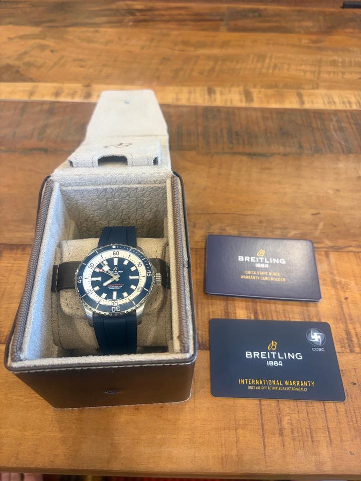 Breitling Superocean Automatic 42 Ref. A17375E71C1S1 Blue Dial Blue Rubber Strap - Photo 5